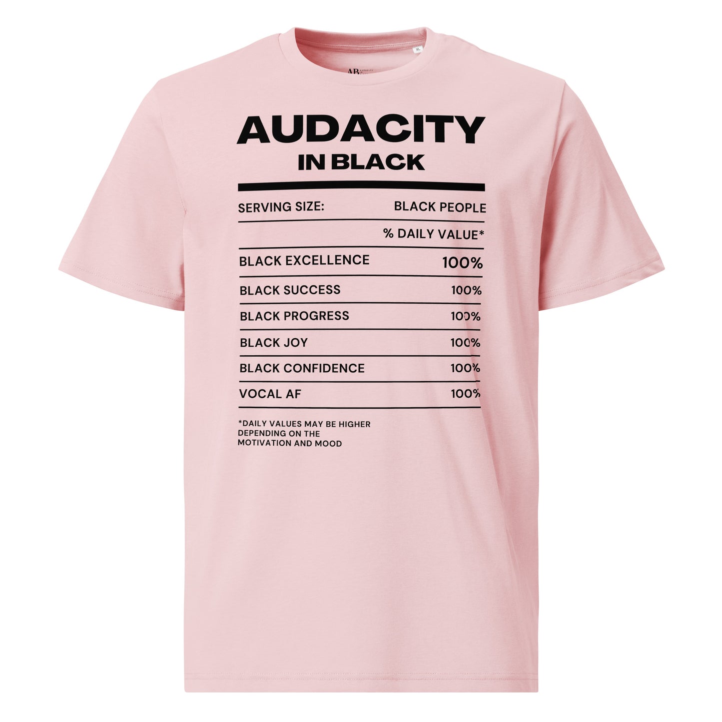 Audacity In Black DV (Unisex) organic cotton t-shirt