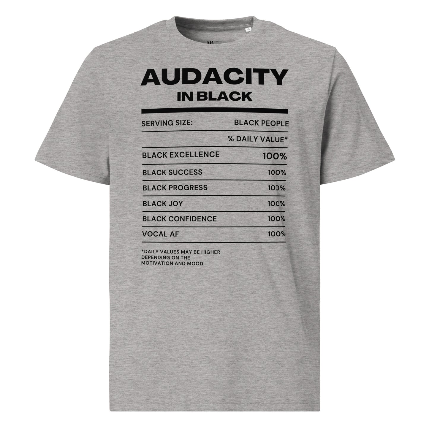 Audacity In Black DV (Unisex) organic cotton t-shirt