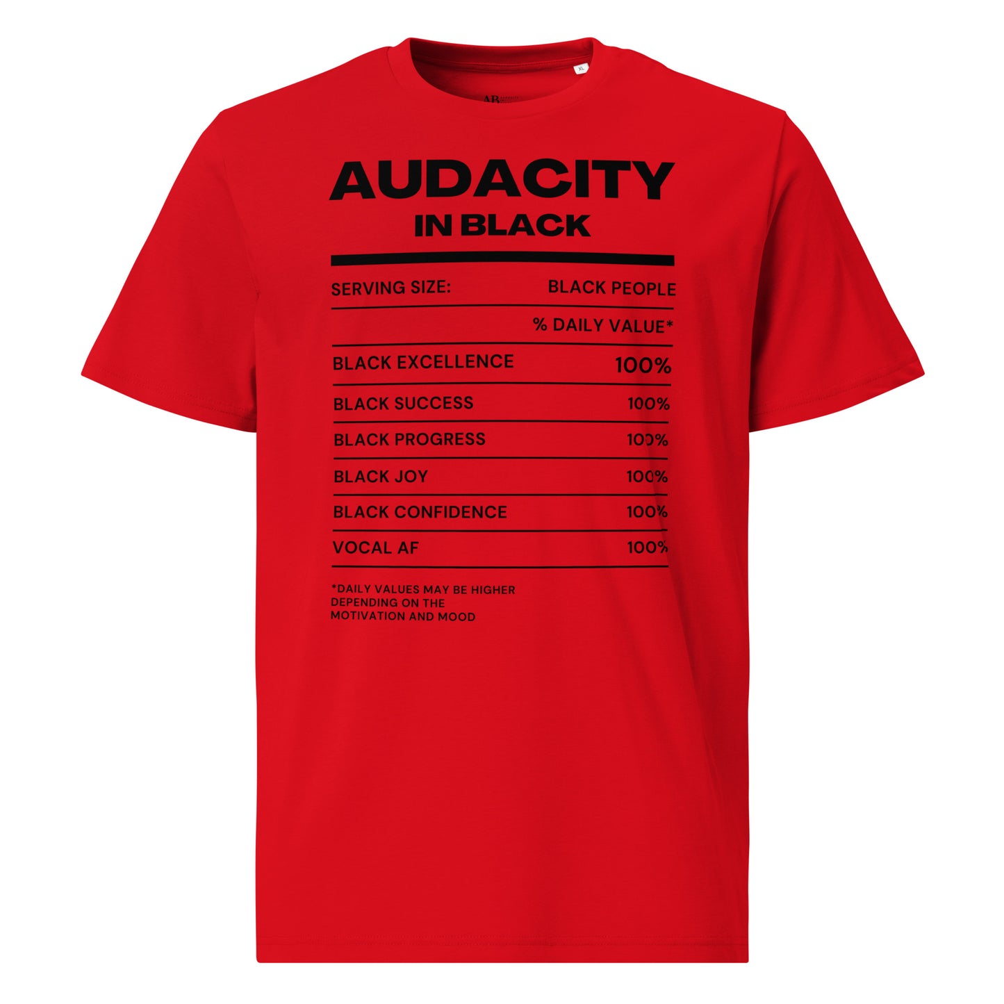 Audacity In Black DV (Unisex) organic cotton t-shirt